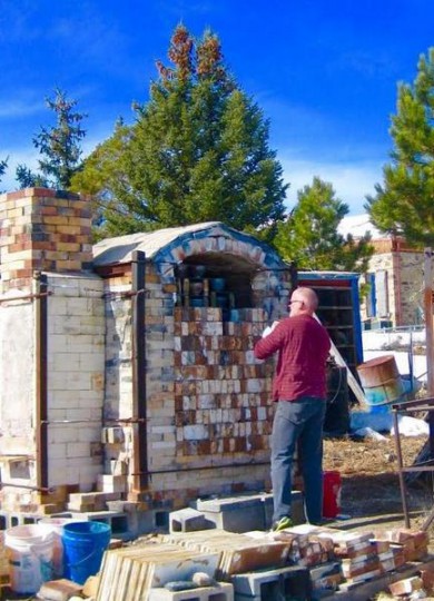Ben Parks opening his kiln Tuscarora