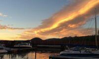 Sunset over Round Hill from Lakeside Marina