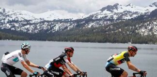 Amgen bikers at Lake Tahoe