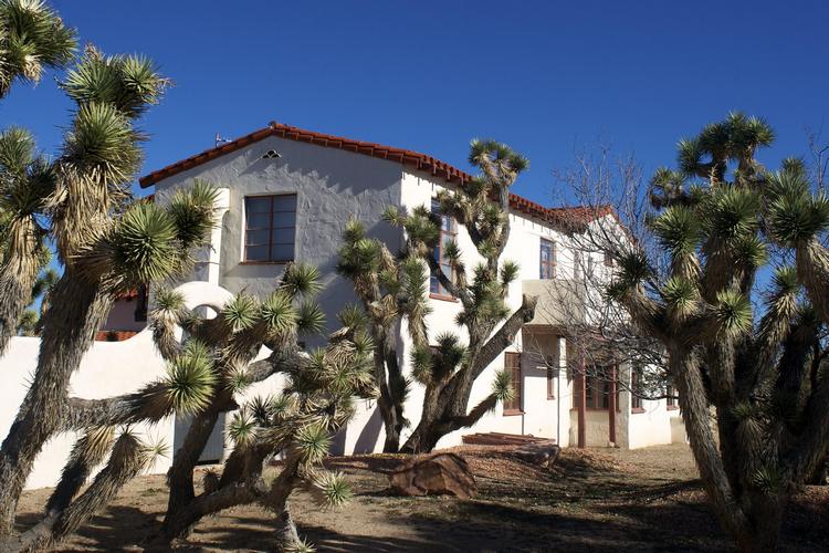 Rex Bell and Clara Bow's home on their Walking Box Ranch is surrounded by Joshua Trees.