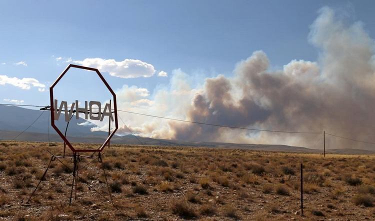 The Strawberry Fire viewed from Nevada Highway 487 near Baker