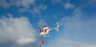 Helicopter delivering Bighorn sheep to Pyramid Lake Reservation
