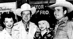 Dale Evans, Roy Rogers, Reno Browne and Whip Wilson get together for a 1950s Hollywood event.