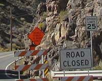 Highway 342 closed at Devil's Gate, Silver City Nevada