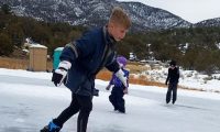 ice skating on Cave Lake