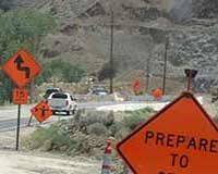 Ore truck crossing, Gold Hill Nevada