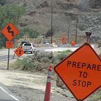 Truck crossing, highway 342 Gold Hill Nevada